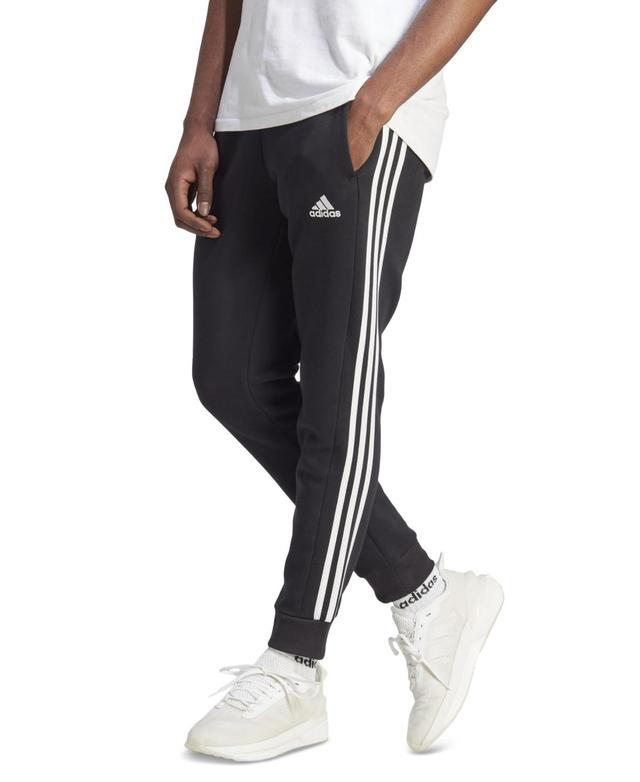 Mens adidas Essentials Fleece 3-Stripes Tapered Cuff Pants Medium Gray Grey Product Image