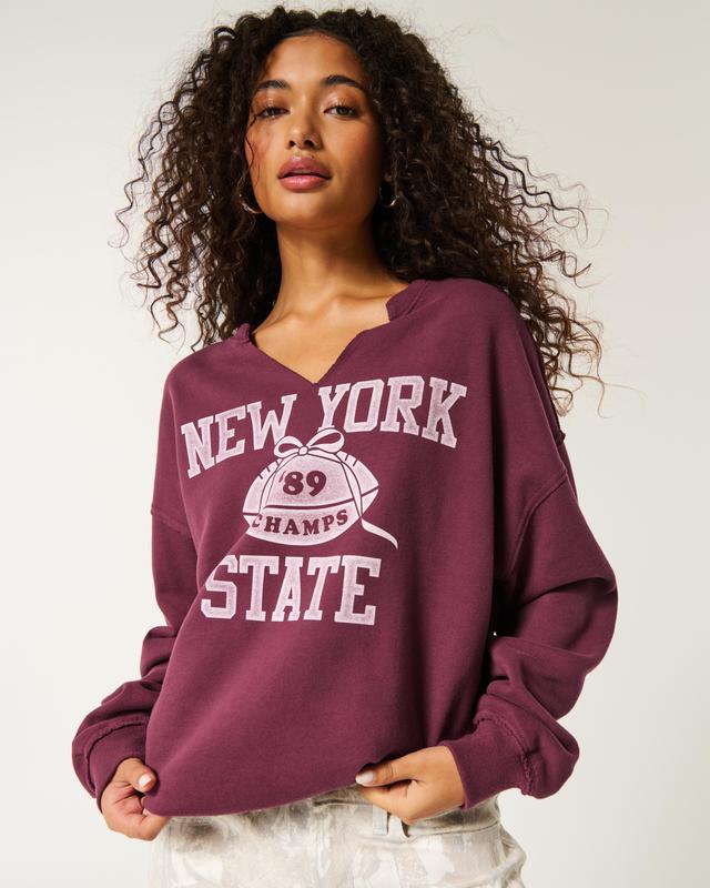 Oversized New York Graphic Notch-Neck Sweatshirt Product Image