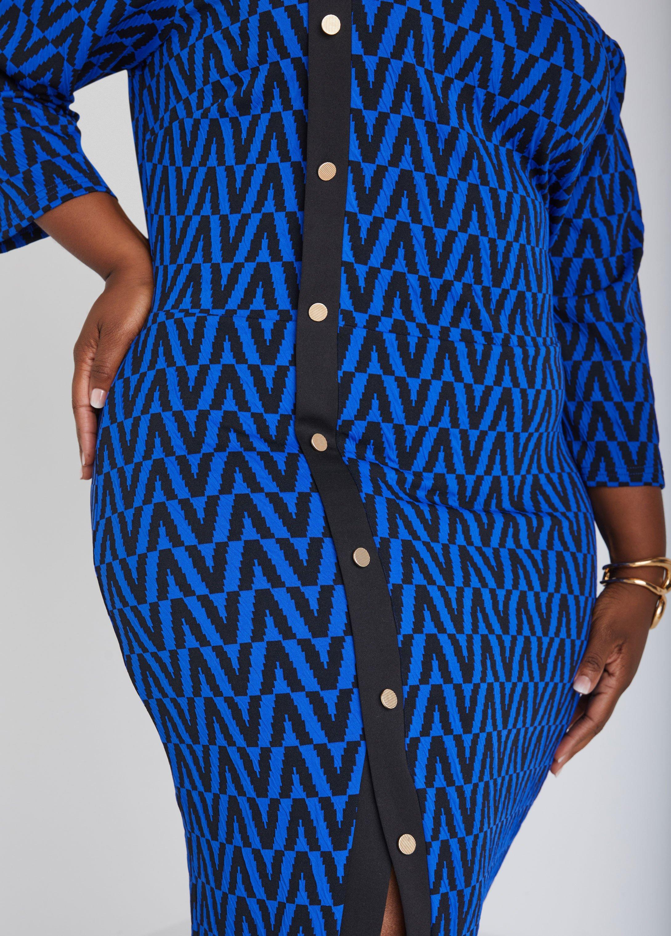 Plus Size Button Detailed Sheath Midi Dress Ashley Stewart Product Image