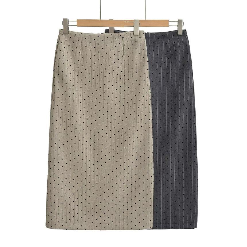 High Waist Dotted Midi A-Line Skirt Product Image