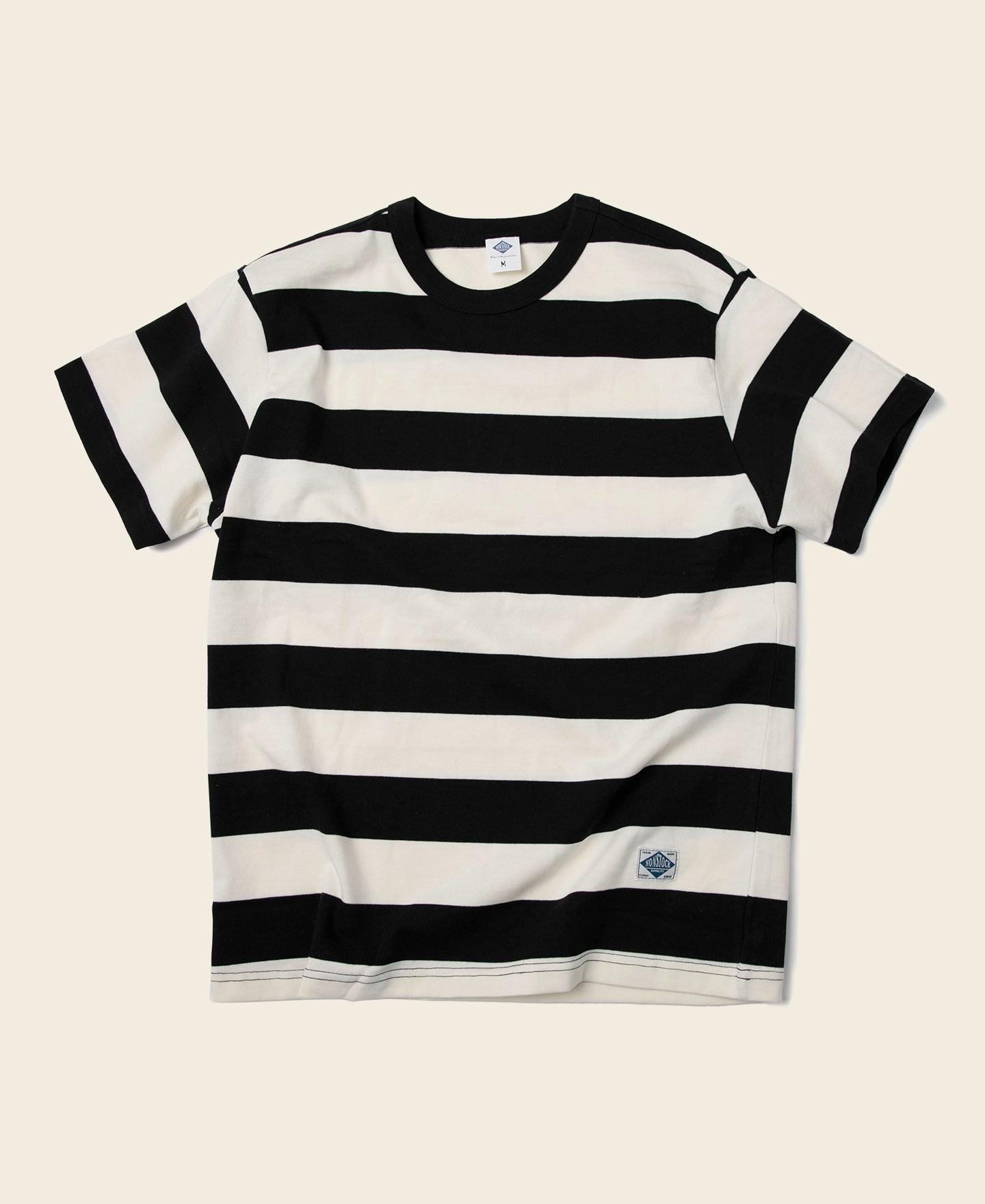 Heavyweight Cotton Wide Striped T-Shirt - Black/White Product Image