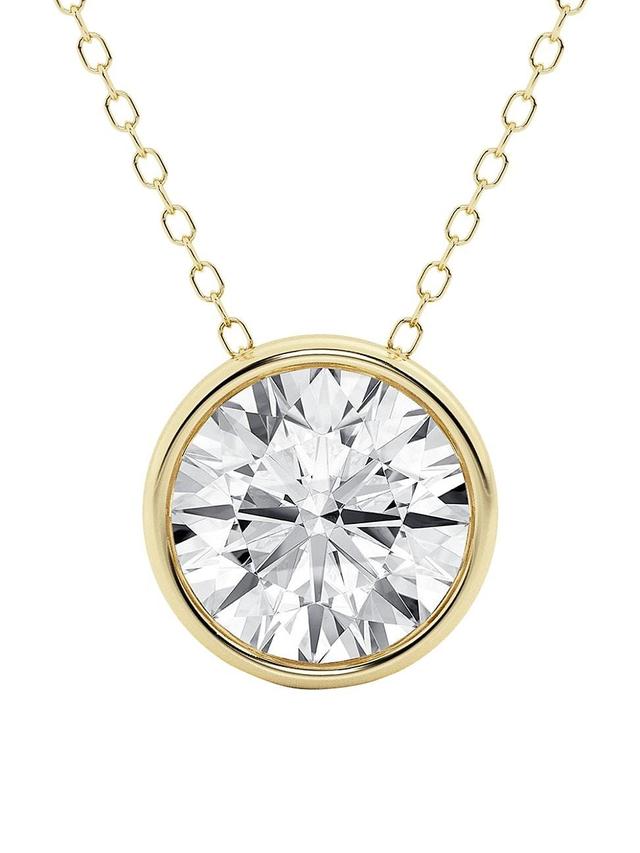 Womens 14K Gold & Round Lab-Grown Diamond Solitaire Pendant Necklace Product Image