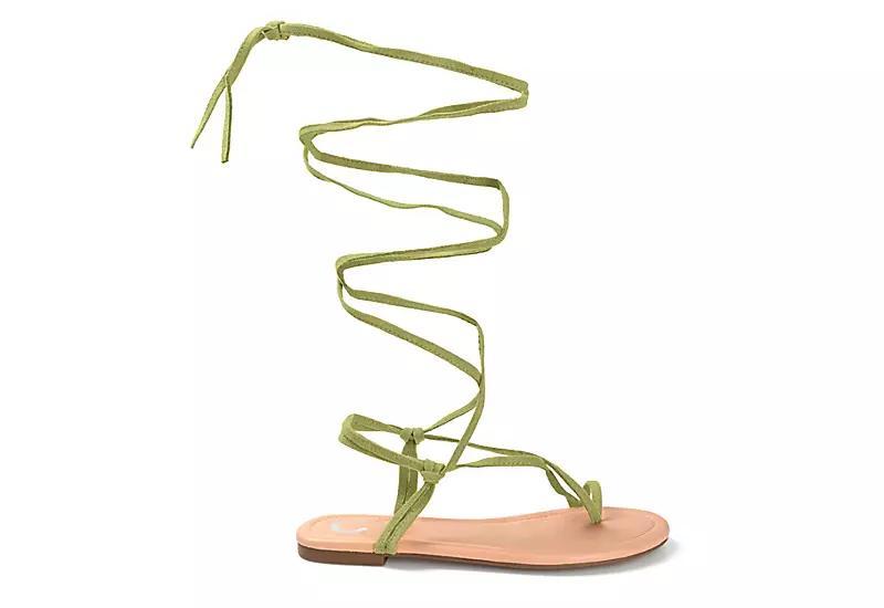 Journee Collection Mischa Womens Lace-Up Sandals Green Product Image