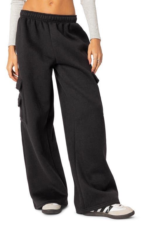 EDIKTED Wide Leg Cotton Cargo Sweatpants Product Image