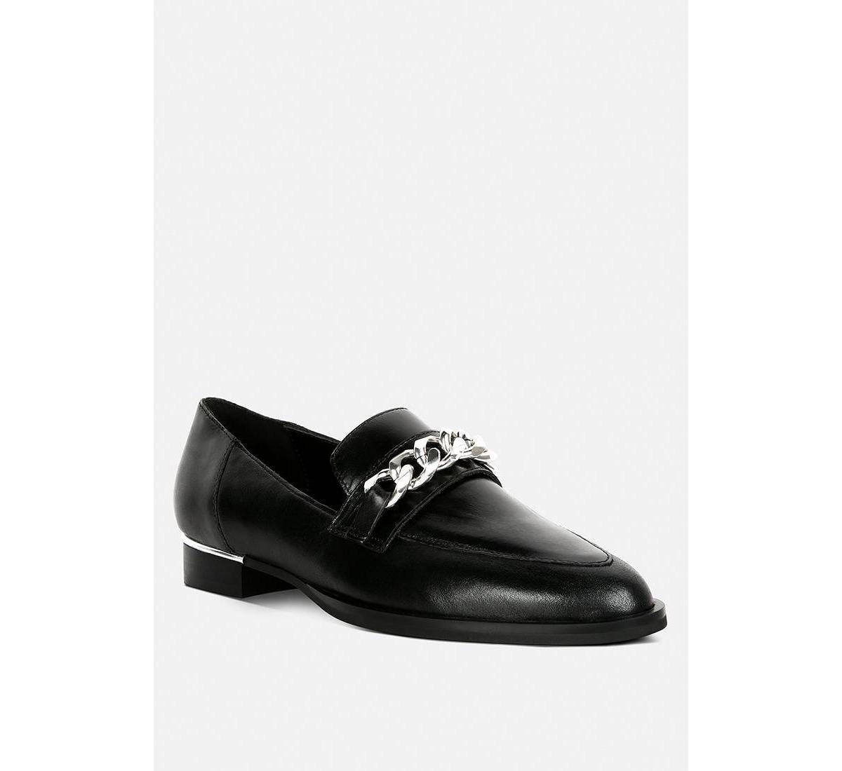 Rag & Co Pola Womens Leather Chain Link Loafers Product Image