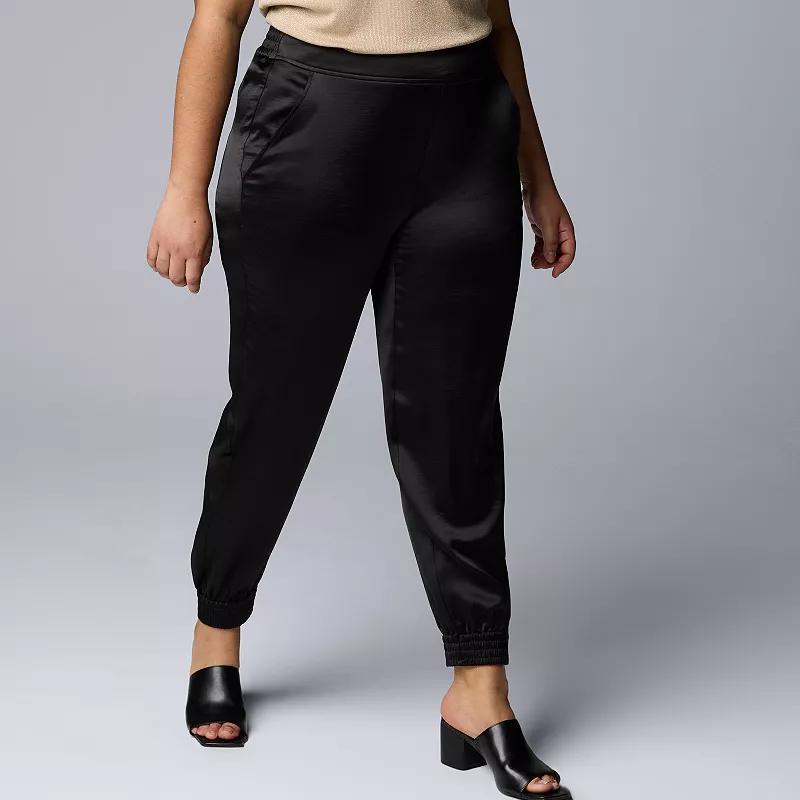 Plus Size Simply Vera Vera Wang Satin Effortless Jogger Pants, Womens Product Image