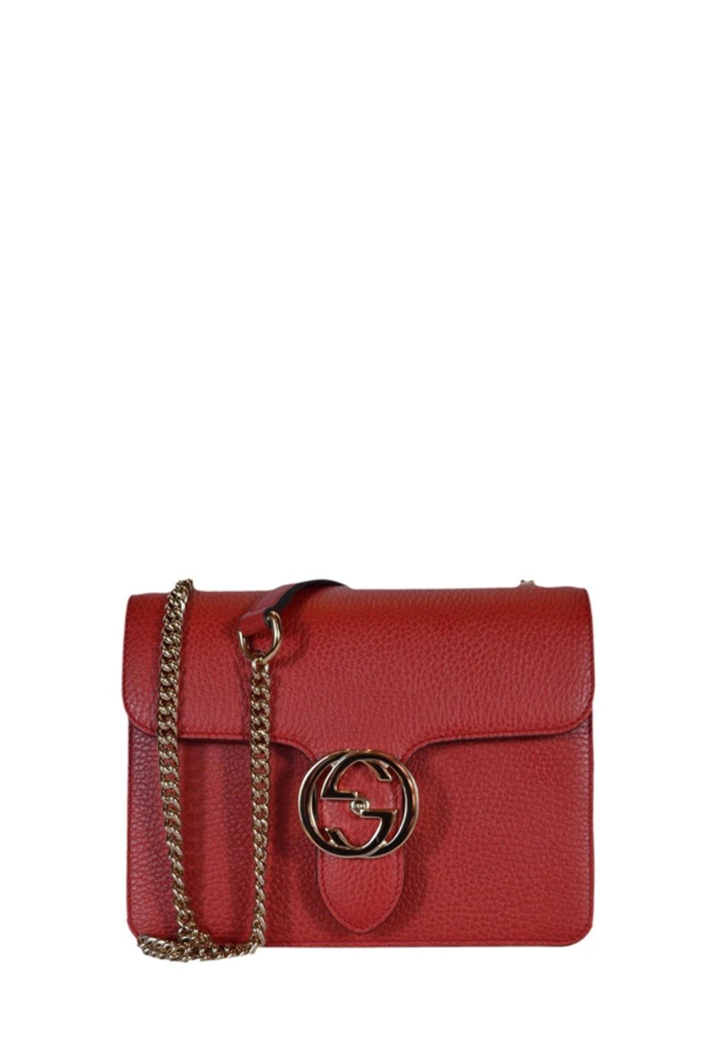 GUCCI Interlocking Shoulder Bag Gg Red Leather Product Image