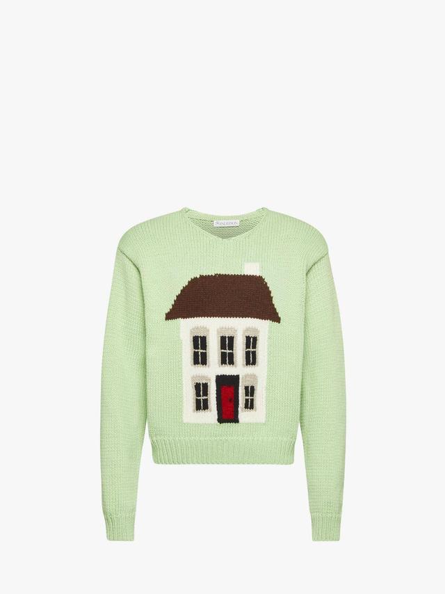 HOUSE' INTARSIA SWEATER in green | JW Anderson US  Product Image