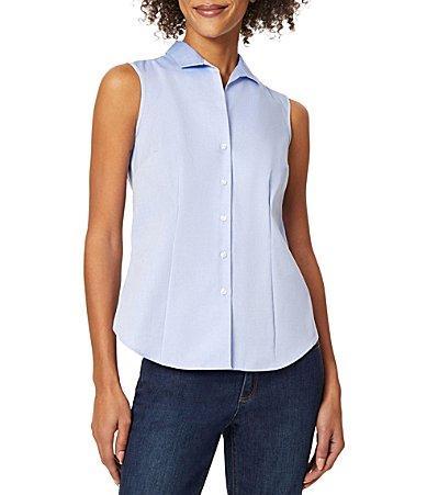 Jones New York Sleeveless Button Front Collared Blouse Product Image