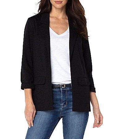 Liverpool Los Angeles Petite Size Super Stretch Ponte Knit Open Front Boyfriend Blazer Product Image