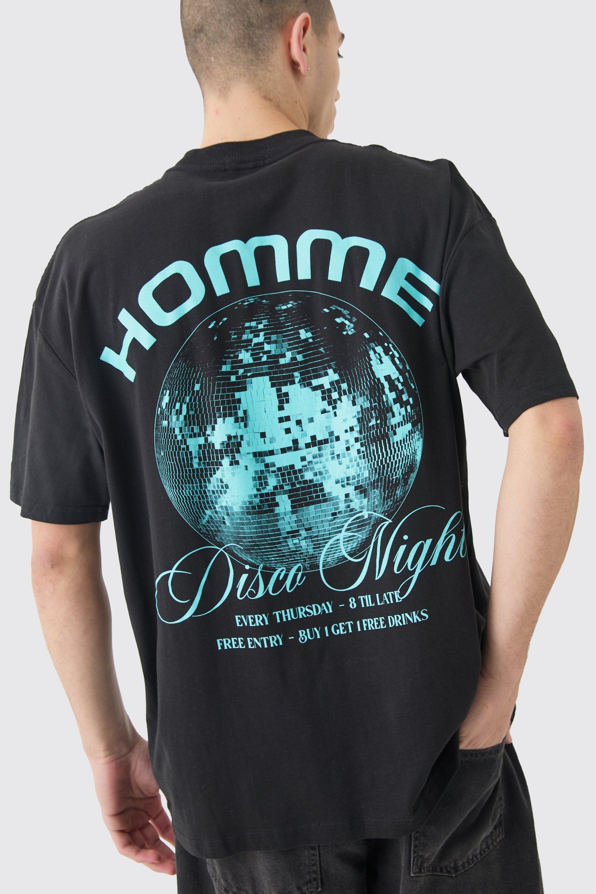 Oversized Homme Disco Print T-shirt | boohooMAN USA Product Image