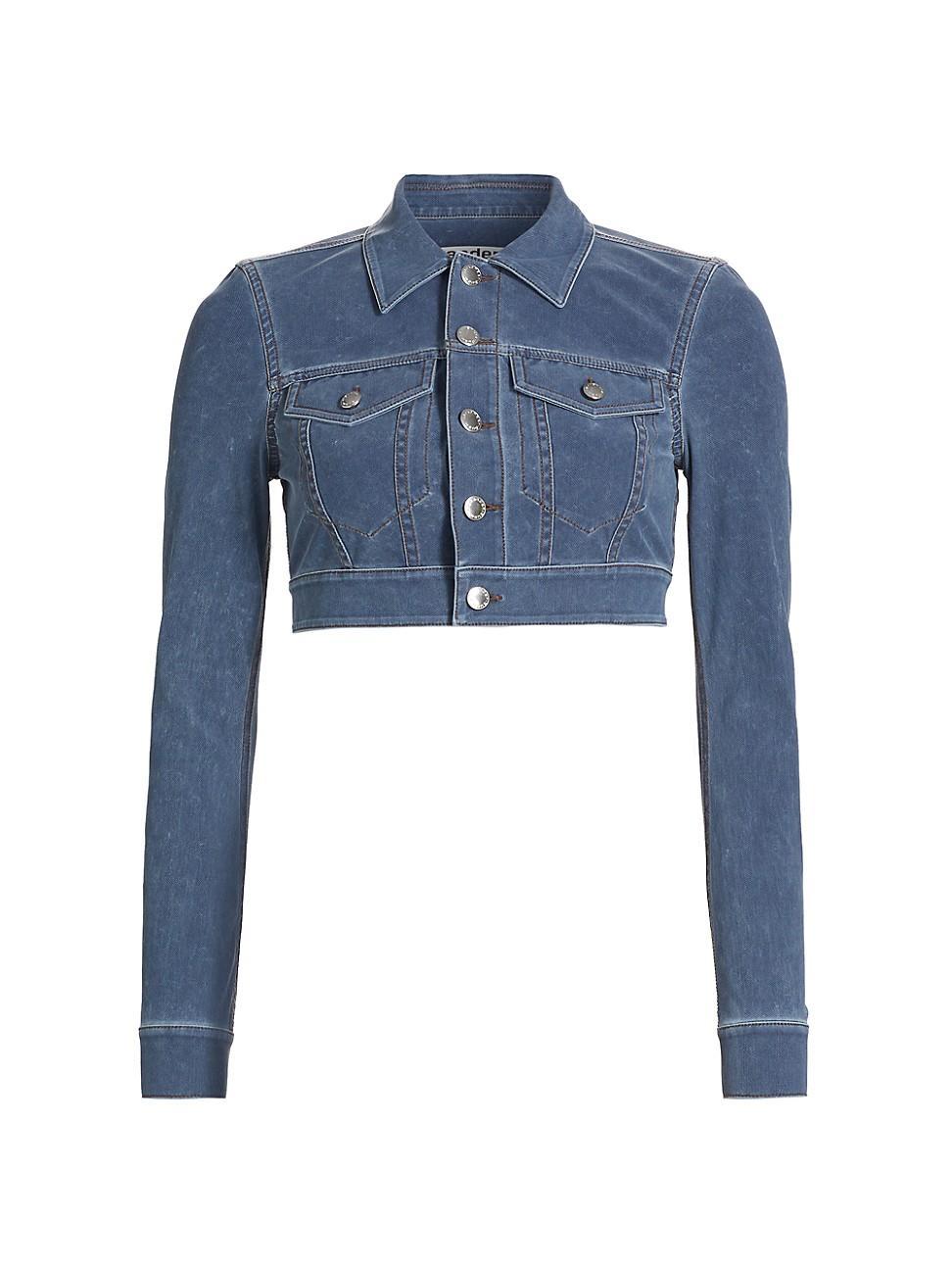 Womens Trompe LOeil Denim-Inspired Crop Jacket Product Image