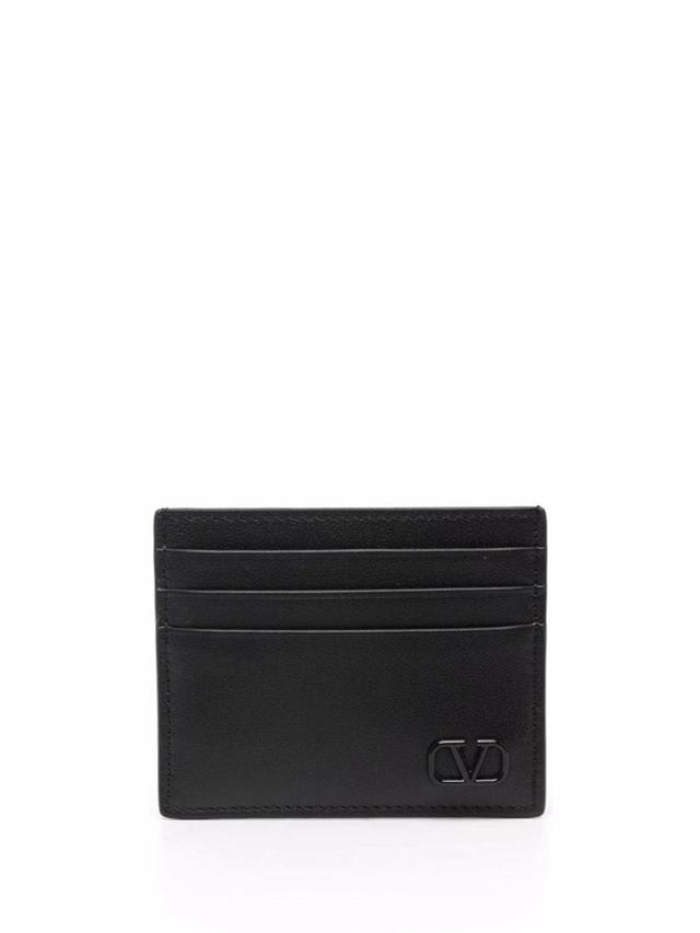 Vlogo Signature Leather Card Holder In Black Product Image