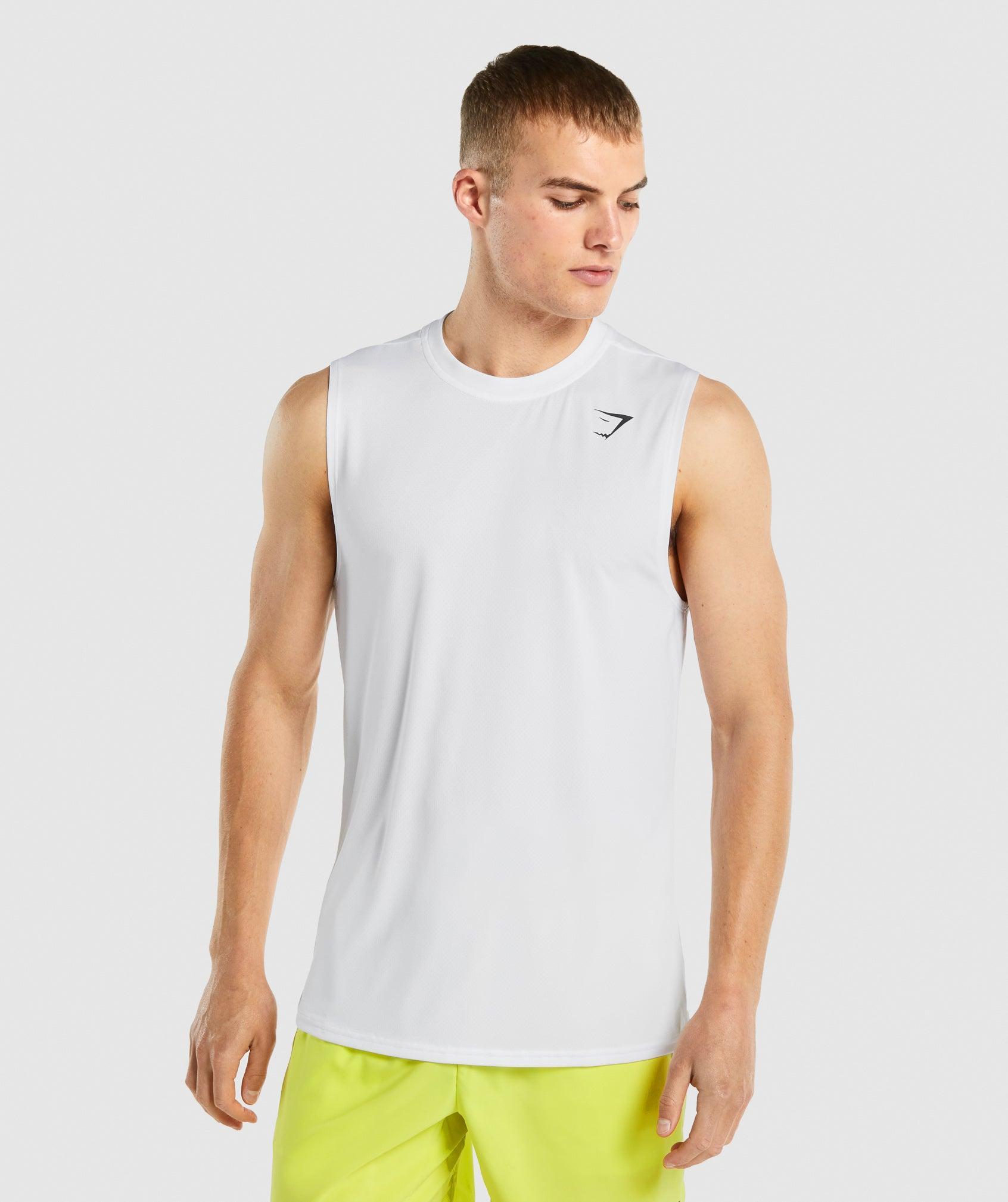 Gymshark Arrival Sleeveless T-Shirt - White Male Product Image