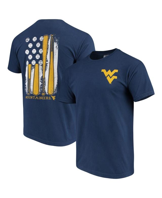 Mens West Virginia Mountaineers Baseball Flag Comfort Colors T-Shirt Blue Product Image