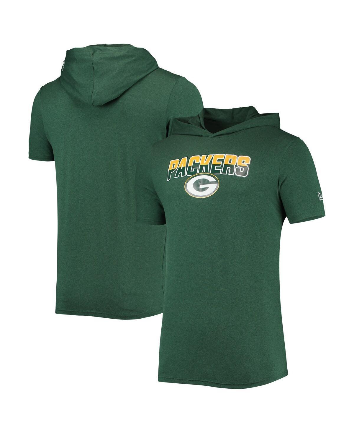 Mens New Era Heathered Green Green Bay Packers Team Brushed Hoodie T-shirt Product Image