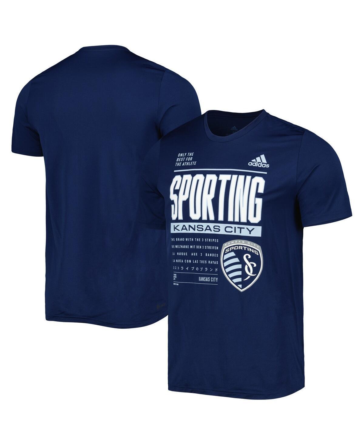 Mens adidas Sporting Kansas City Club DNA Performance T-Shirt Blue Product Image