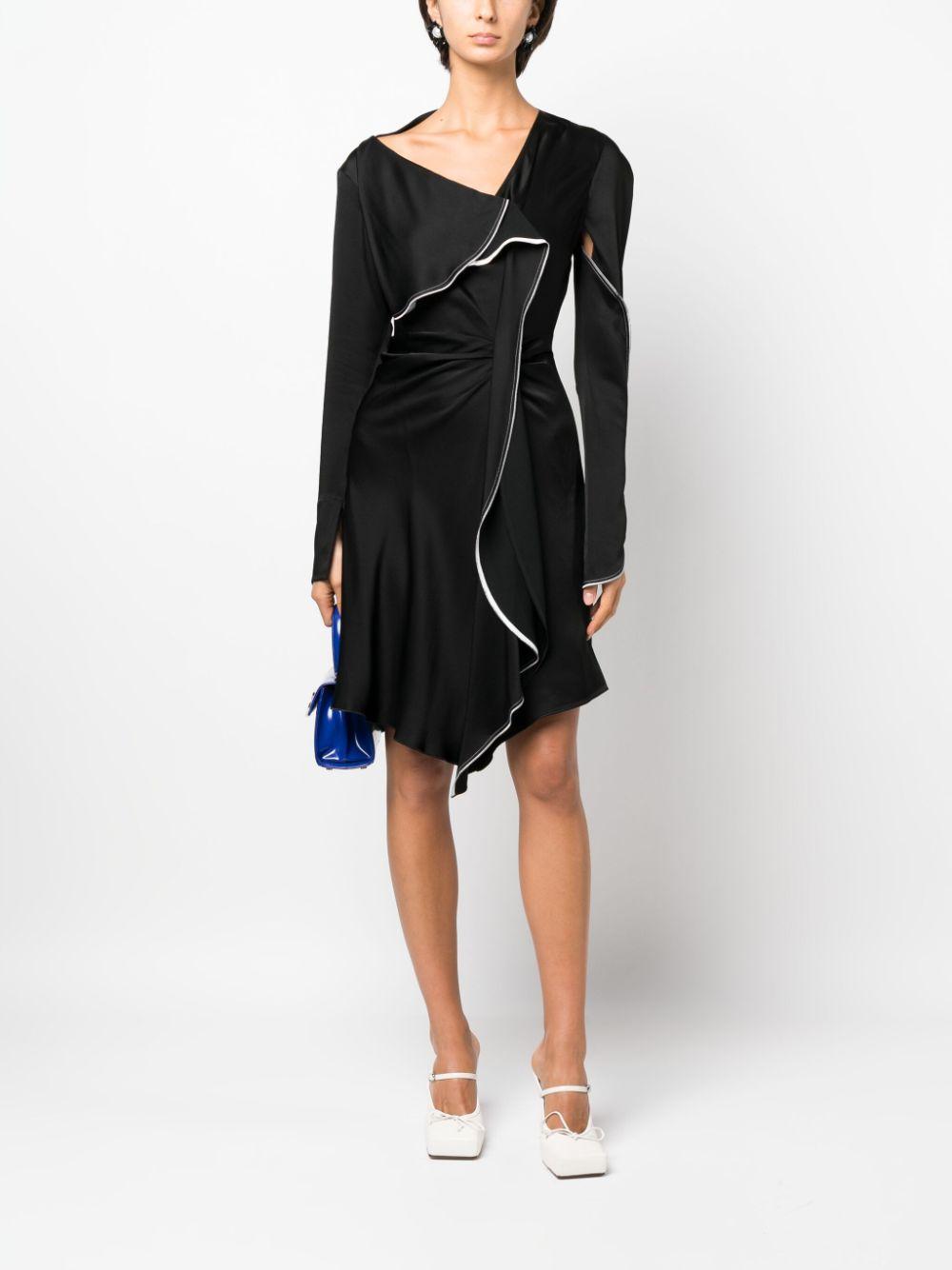 Asymmetric Draped Midi Dress In Black Product Image