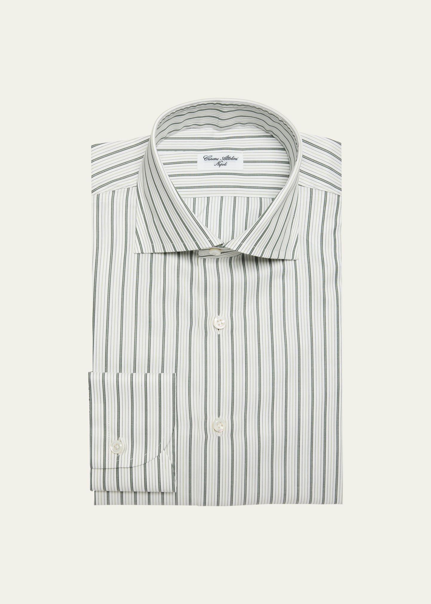 Mens Cotton Multi-Stripe Dress Shirt Product Image