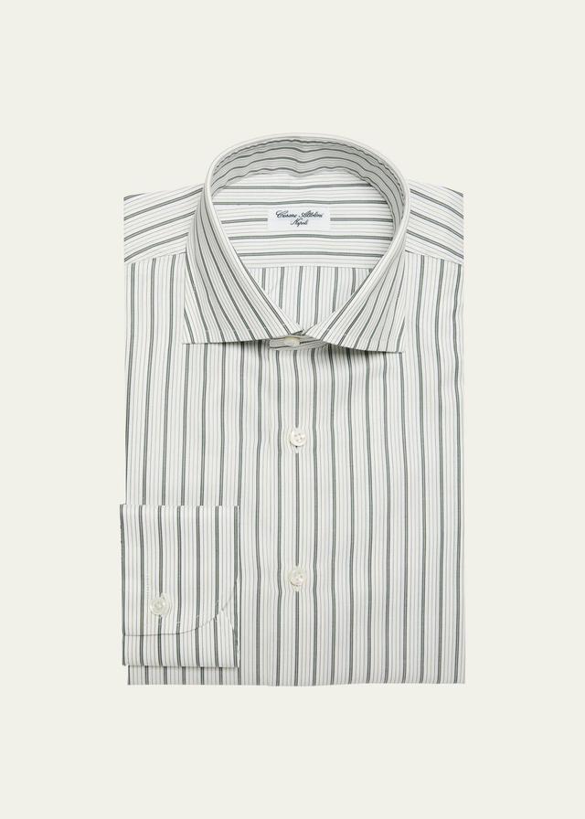 Mens Cotton Multi-Stripe Dress Shirt Product Image