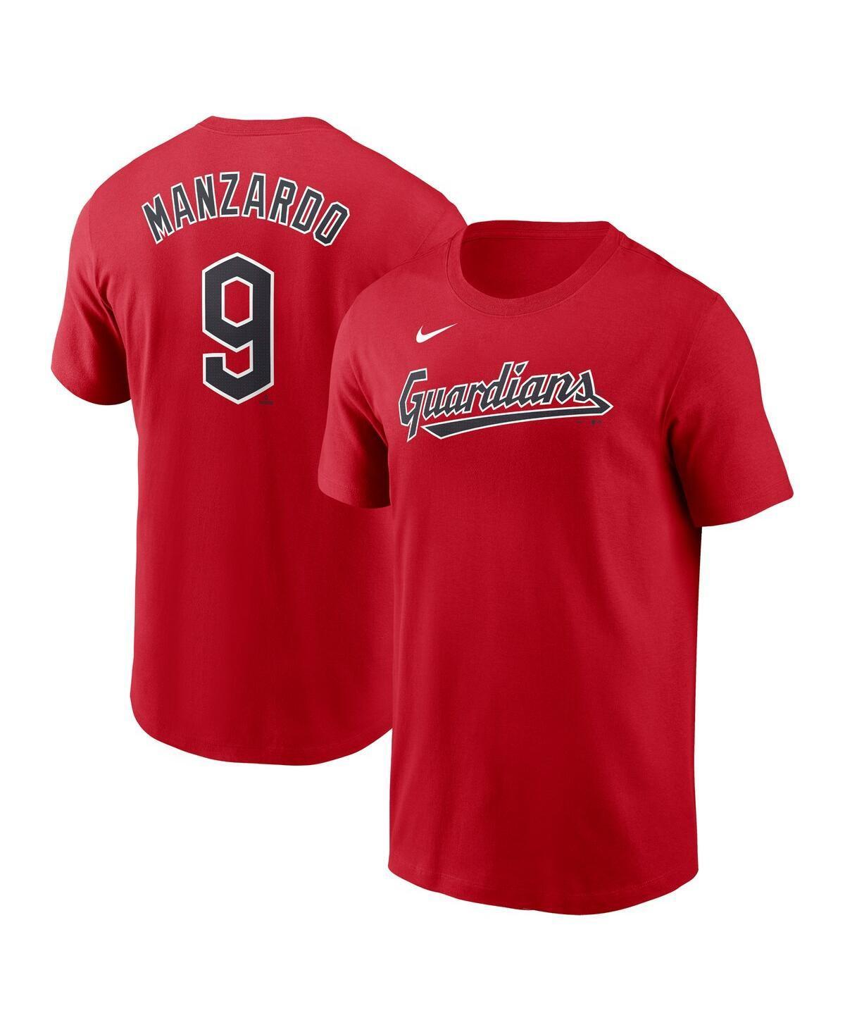 Nike Mens Kyle Manzardo Red Cleveland Guardians Fuse Name Number T-Shirt Product Image