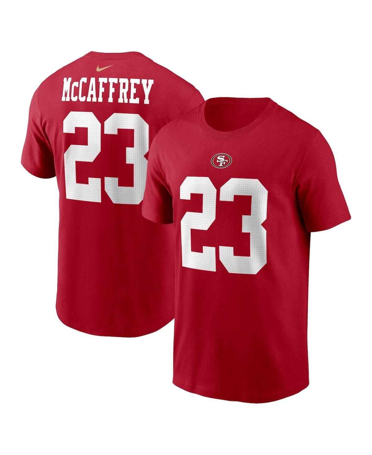 Mens Nike Christian McCaffrey Scarlet San Francisco 49ers Player Name & Number T-Shirt Product Image