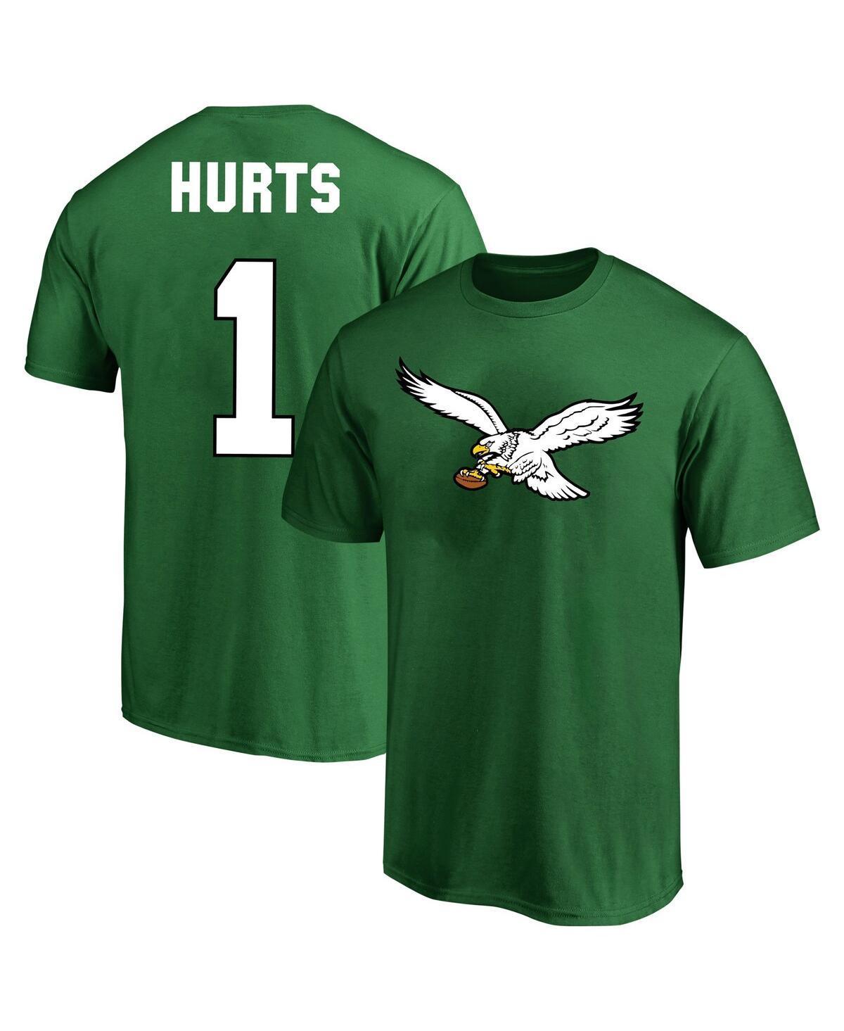 Mens Fanatics Jalen Hurts Kelly Green Philadelphia Eagles Big and Tall Throwback Player Name and Number T-shirt Product Image