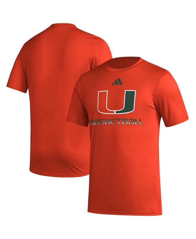 Mens adidas Orange Miami Hurricanes Fadeaway Basketball Pregame Aeroready T-shirt Product Image