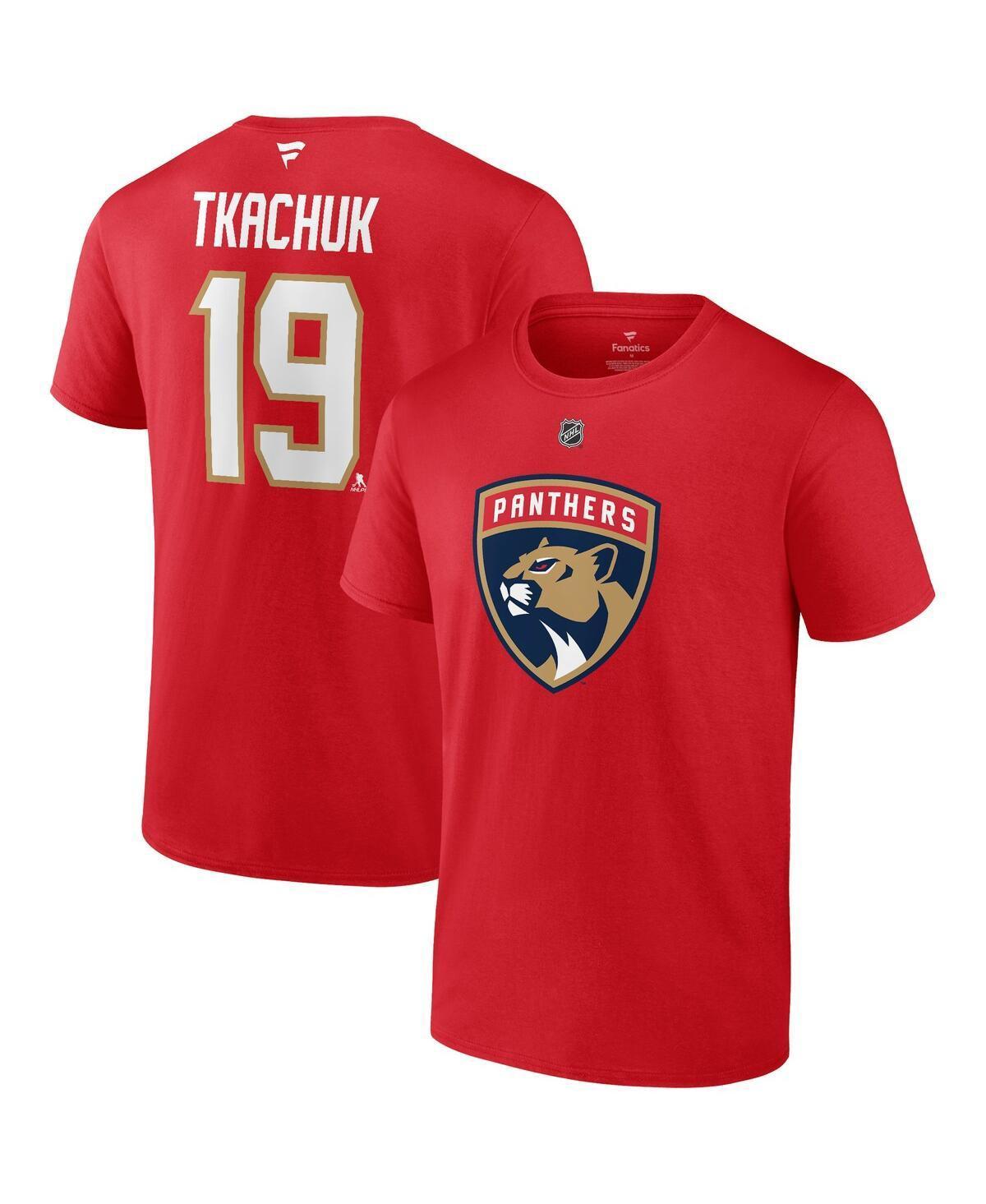 Mens Fanatics Branded Matthew Tkachuk Red Florida Panthers Authentic Stack Name & Number T-Shirt Product Image