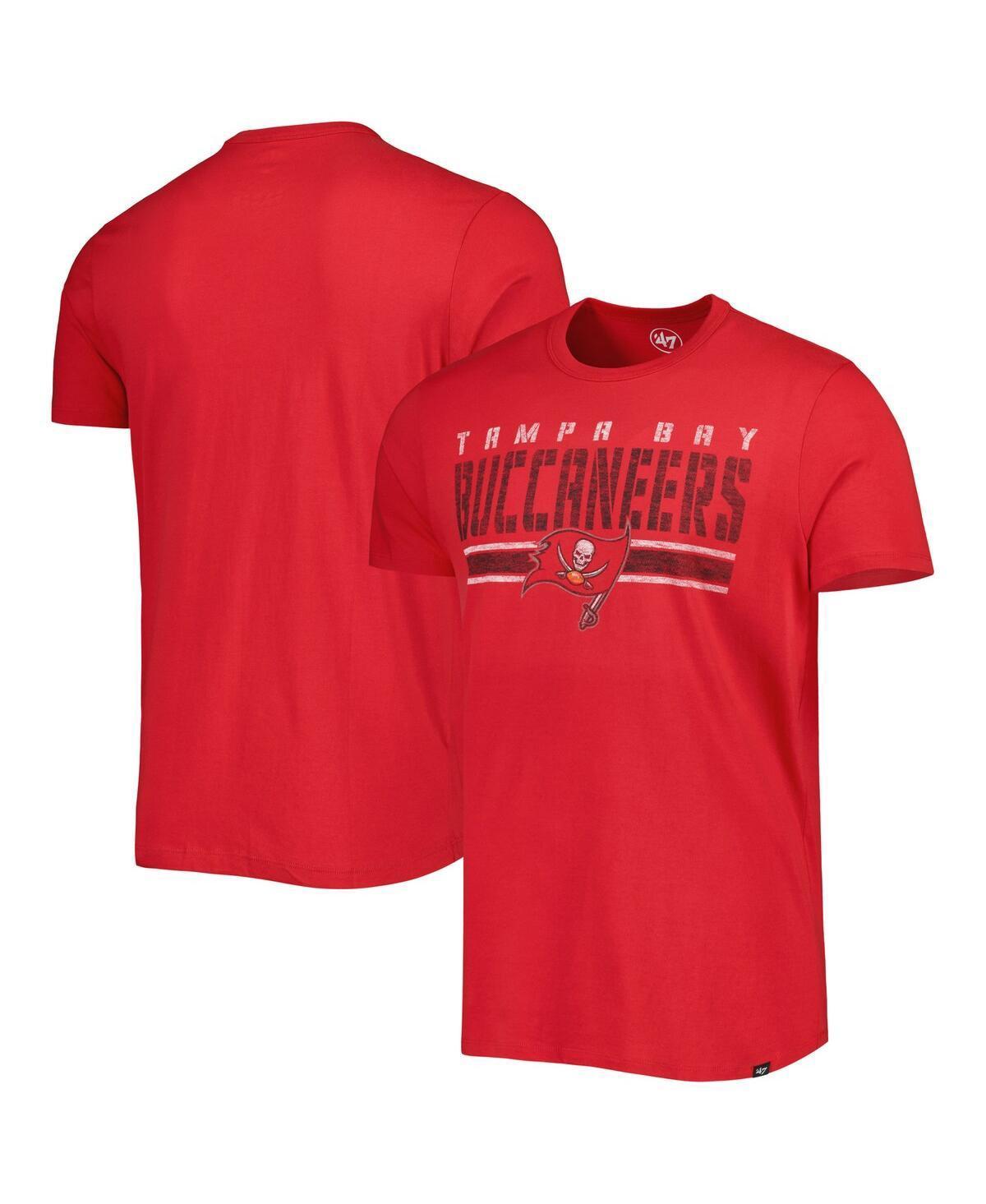 Mens 47 Brand Red Distressed Tampa Bay Buccaneers Team Stripe T-shirt Product Image