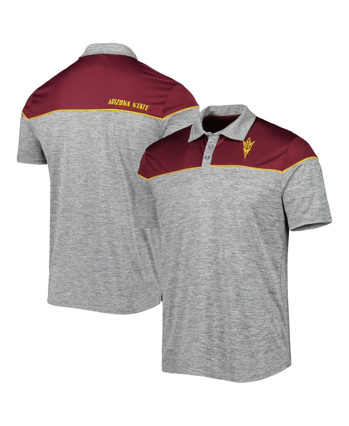 Mens Colosseum Heathered Gray/Maroon Arizona State Sun Devils Birdie Polo Product Image