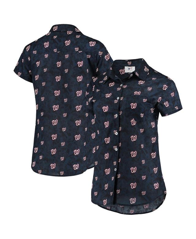 Womens Foco Navy Washington Nationals Floral Button Up Shirt Product Image