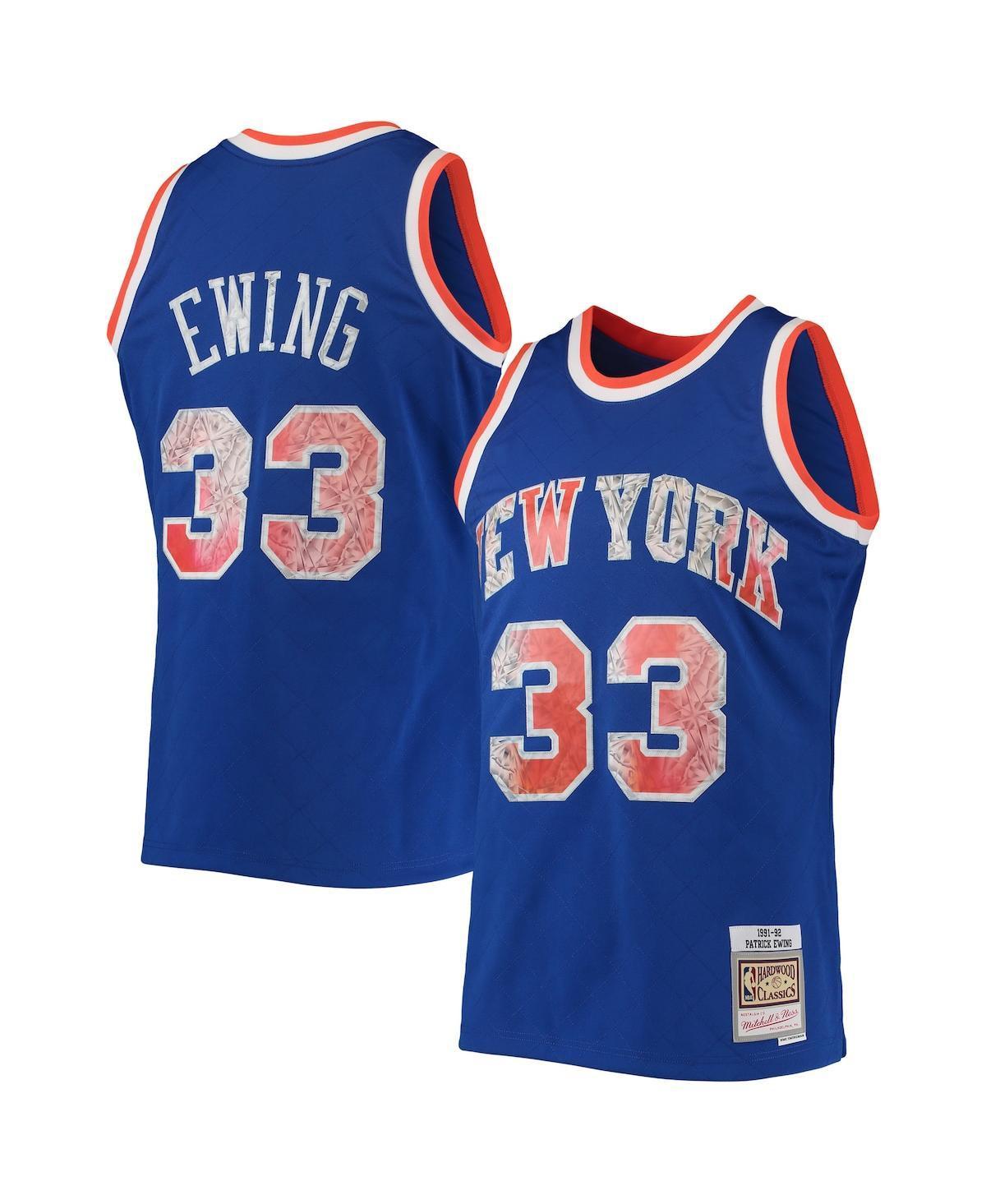 Mens Mitchell & Ness Patrick Ewing Blue New York Knicks 1996-97 Hardwood Classics NBA 75th Anniversary Diamond Swingman Jersey KNI Blue Product Image