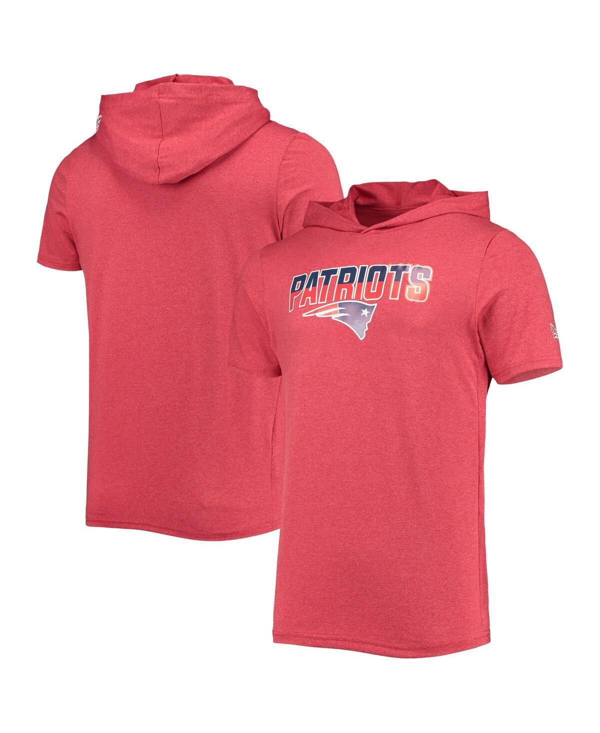 Mens New Era Heathered New England Patriots Team Brushed Hoodie T-Shirt Product Image