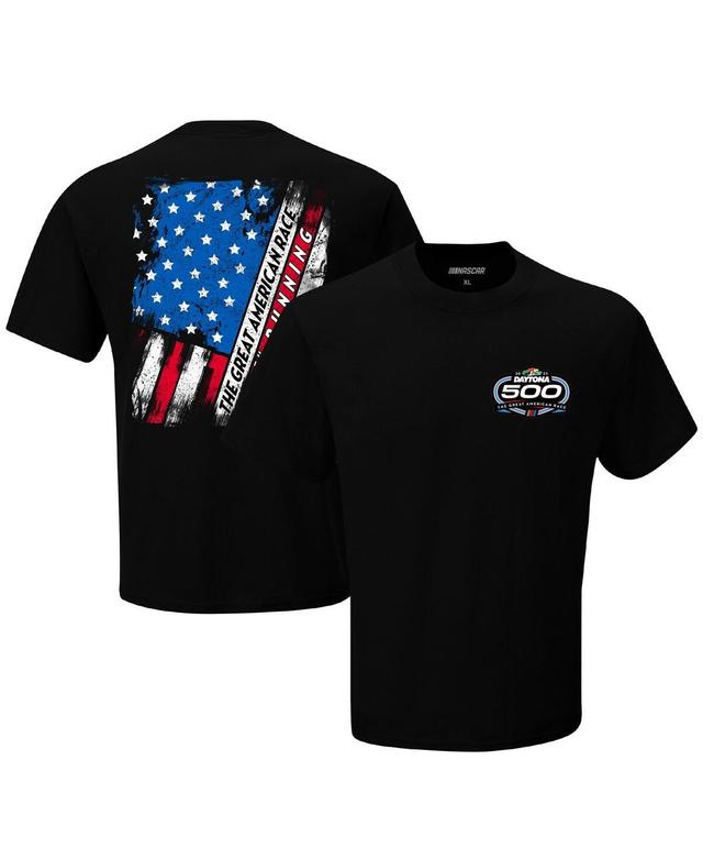 Mens Checkered Flag Sports Black 2023 Daytona 500 American Flag T-shirt Product Image