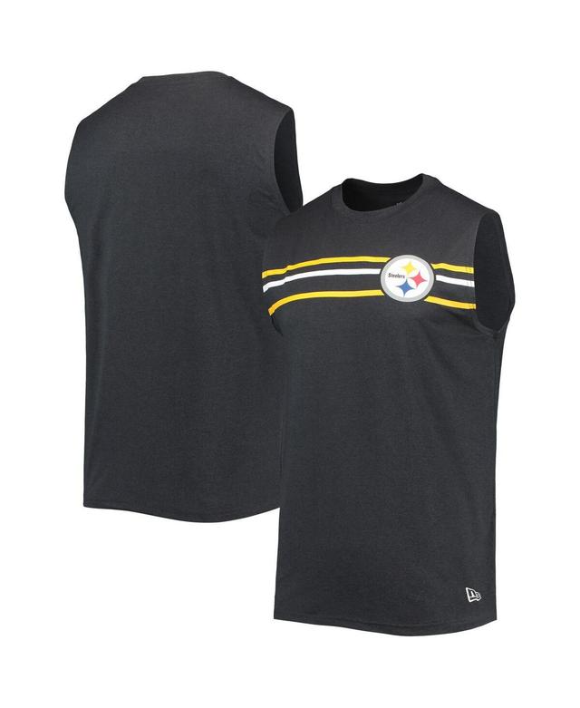 Mens New Era Black Pittsburgh Steelers Brushed Sleeveless Tank Top Product Image