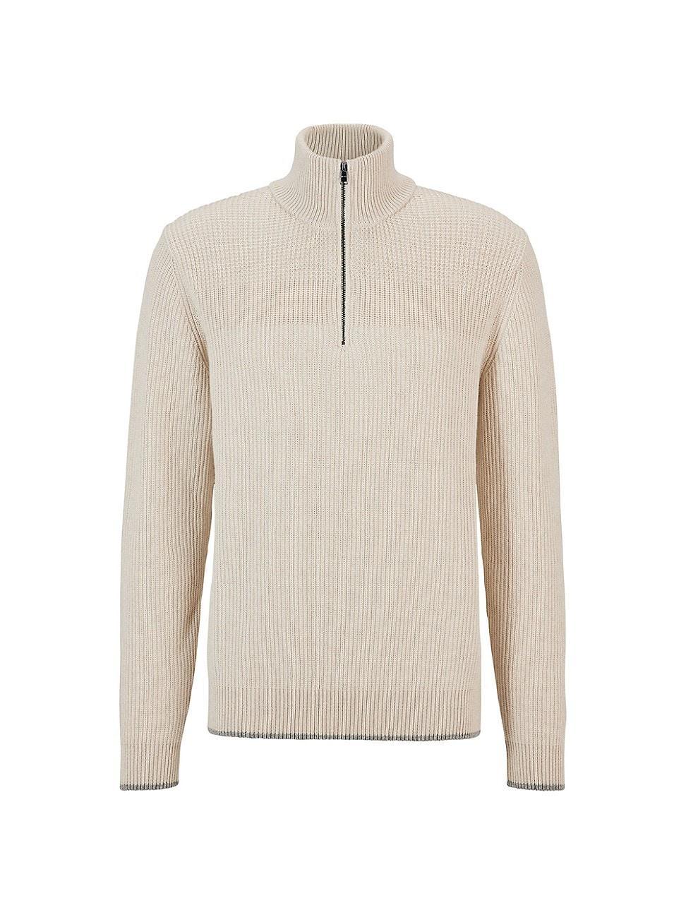 Mens Zip-neck sweater in cotton, cashmere and wool Product Image