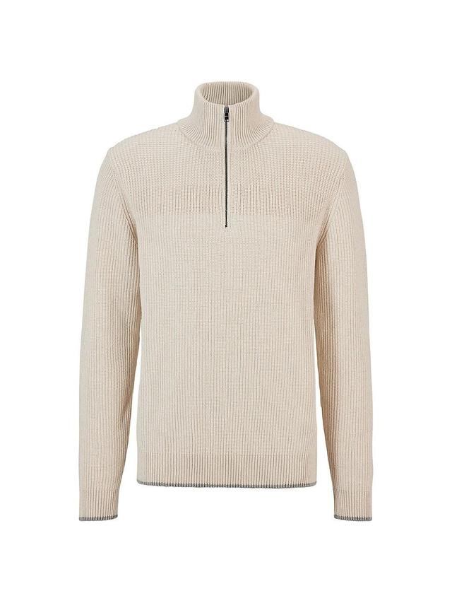 Mens Zip-neck sweater in cotton, cashmere and wool Product Image