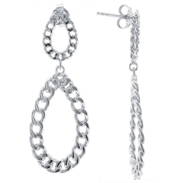 Judy Crowell Sterling Silver Chain Link Open Oval Double Drop Earrings, Womens Product Image