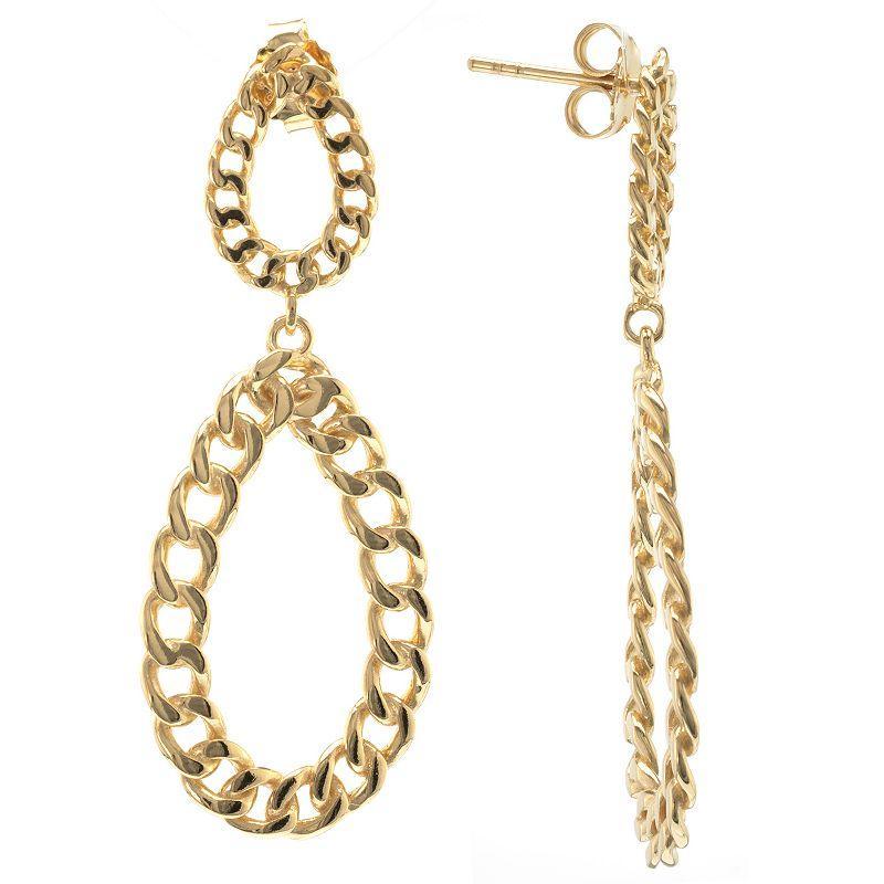 Judy Crowell Sterling Silver Chain Link Open Oval Double Drop Earrings, Womens, Gold Product Image