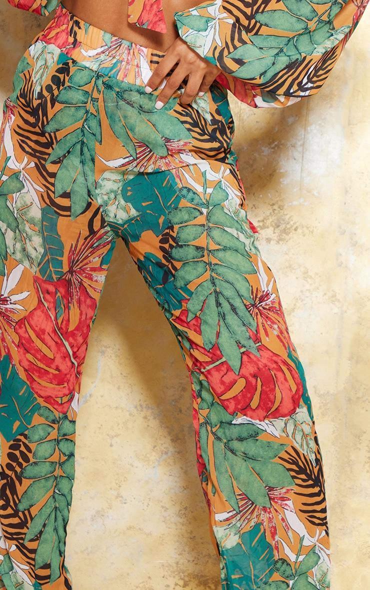 Orange Big Leaf Wide Leg Beach Pants Product Image