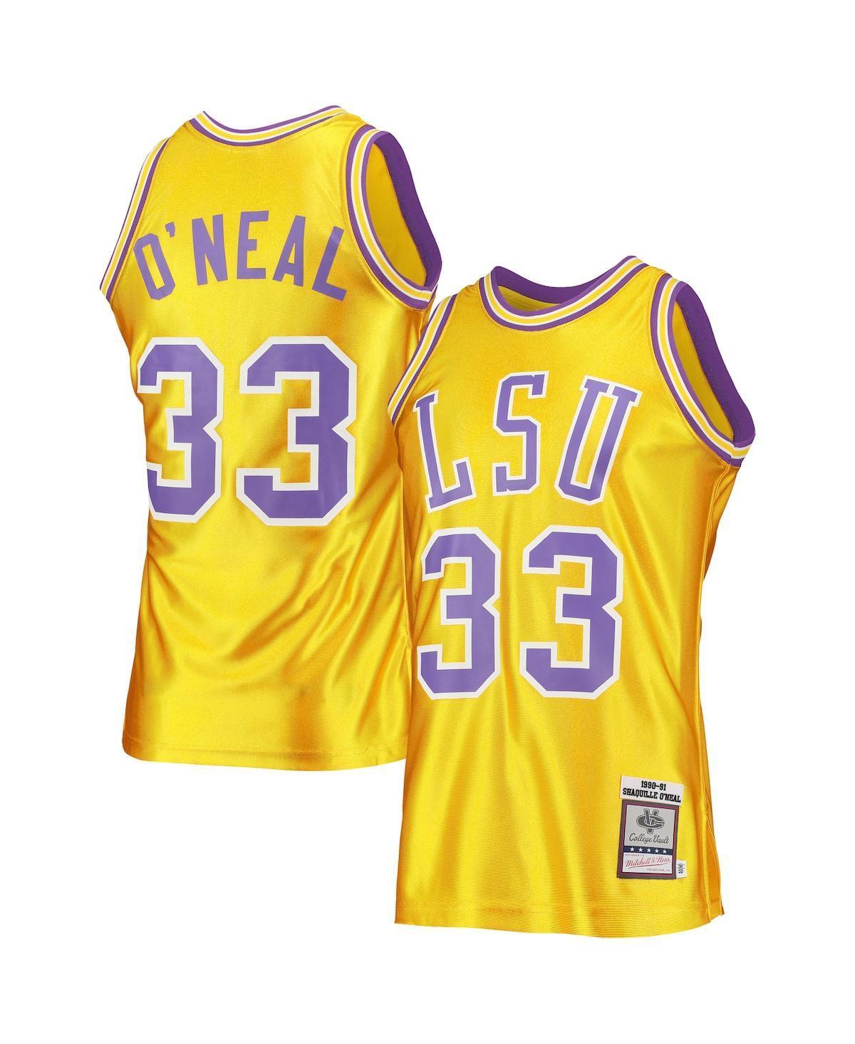 Mens Mitchell & Ness Shaquille ONeal Gold Lsu Tigers 1990-91 Authentic Throwback College Jersey - Gold Product Image