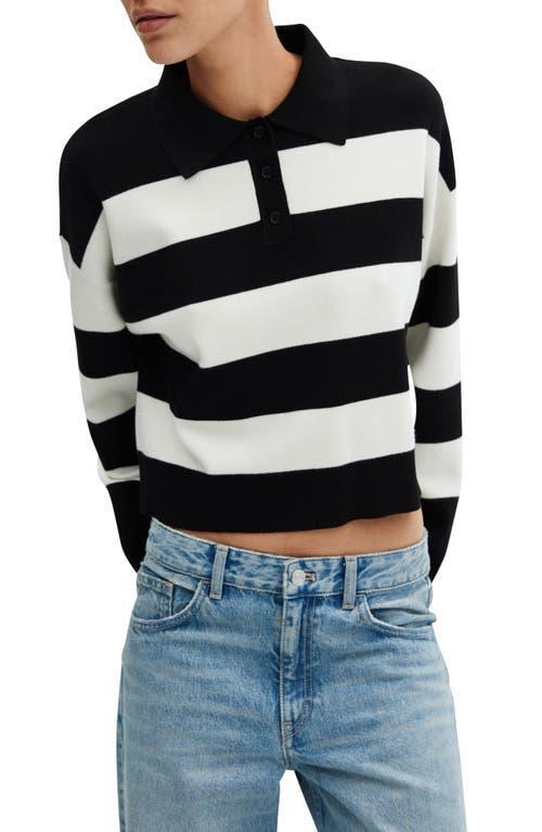 MANGO - Striped polo-neck sweater blackWomen Product Image