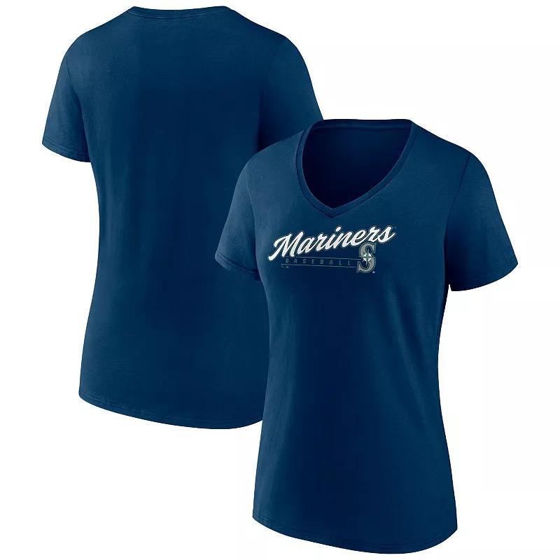 Womens Fanatics Branded Seattle Mariners One & Only V-Neck T-Shirt Blue Product Image