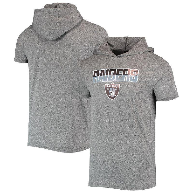 Mens New Era Heathered Gray Las Vegas Raiders Team Brushed Hoodie T-Shirt Product Image