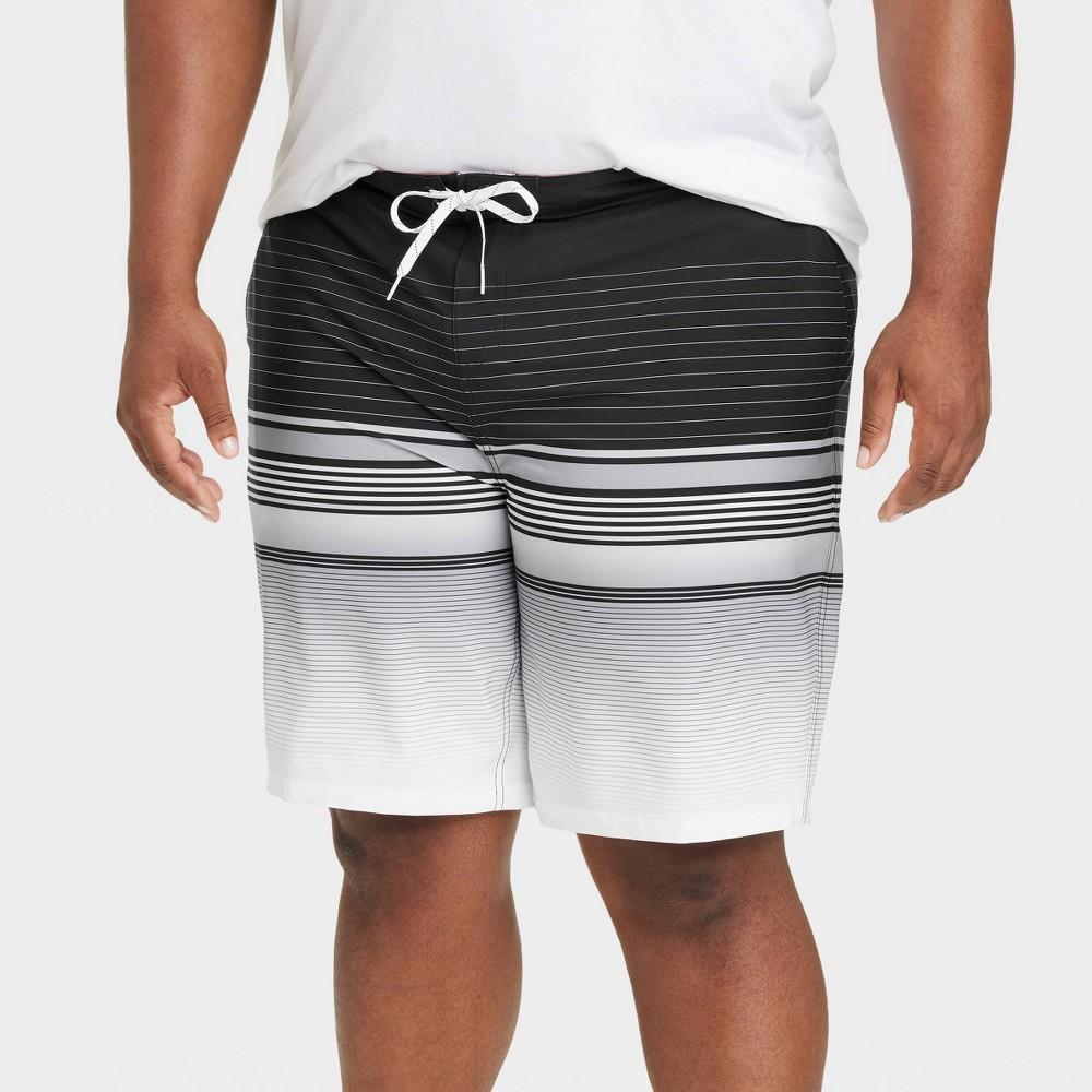 Mens Big & Tall 10 Graves Striped Board Shorts - Goodfellow & Co Charcoal 50 Product Image