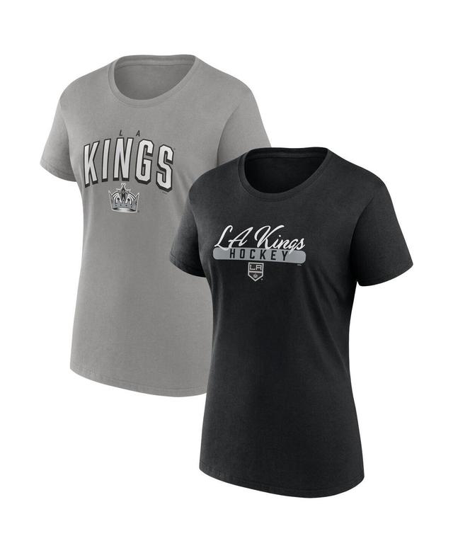 Womens Fanatics Branded Black/Gray Los Angeles Kings Two-Pack Fan T-shirt Set Product Image