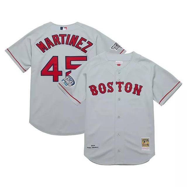 Mens Mitchell & Ness Pedro Martinez Gray Boston Red Sox 2004 Cooperstown Collection Authentic Throwback Jersey Product Image