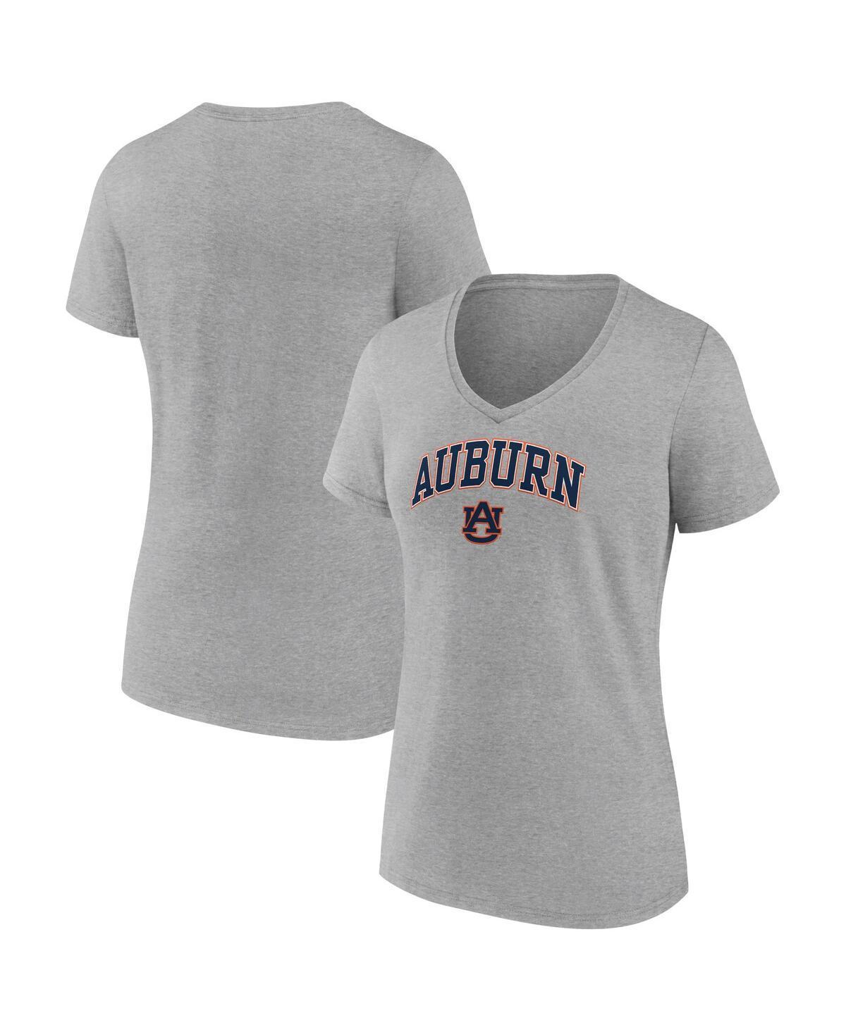 Womens Fanatics Heather Gray Auburn Tigers Evergreen Campus V-Neck T-shirt Product Image