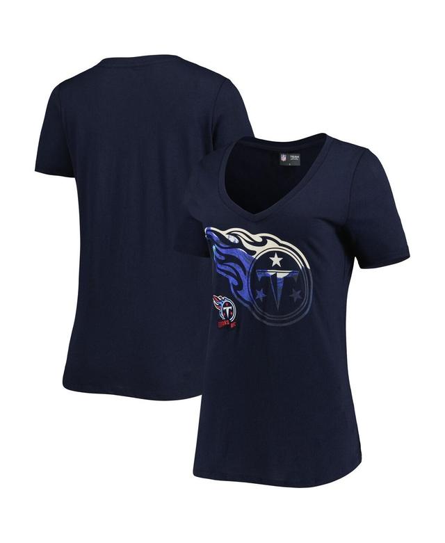 Womens New Era Tennessee Titans Ink Dye Sideline V-Neck T-Shirt Blue Product Image